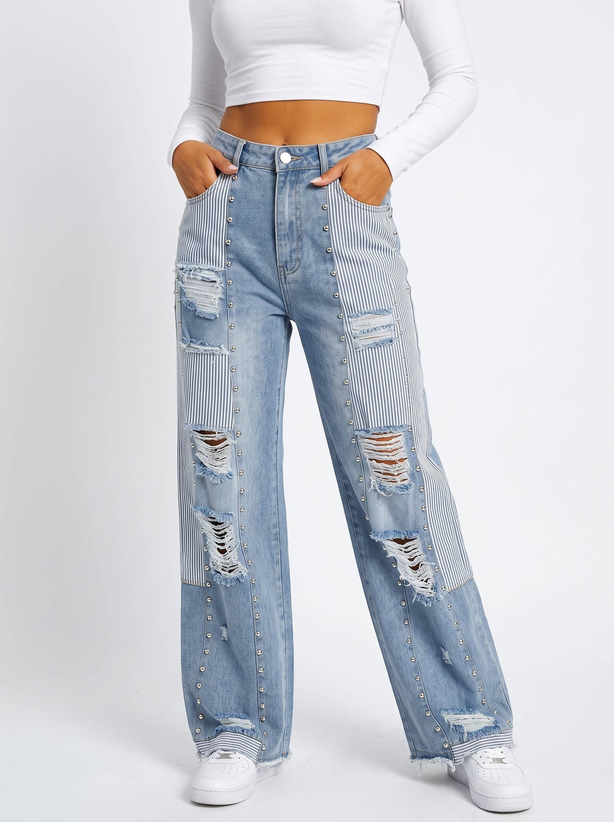 Studded Stripe Jeans