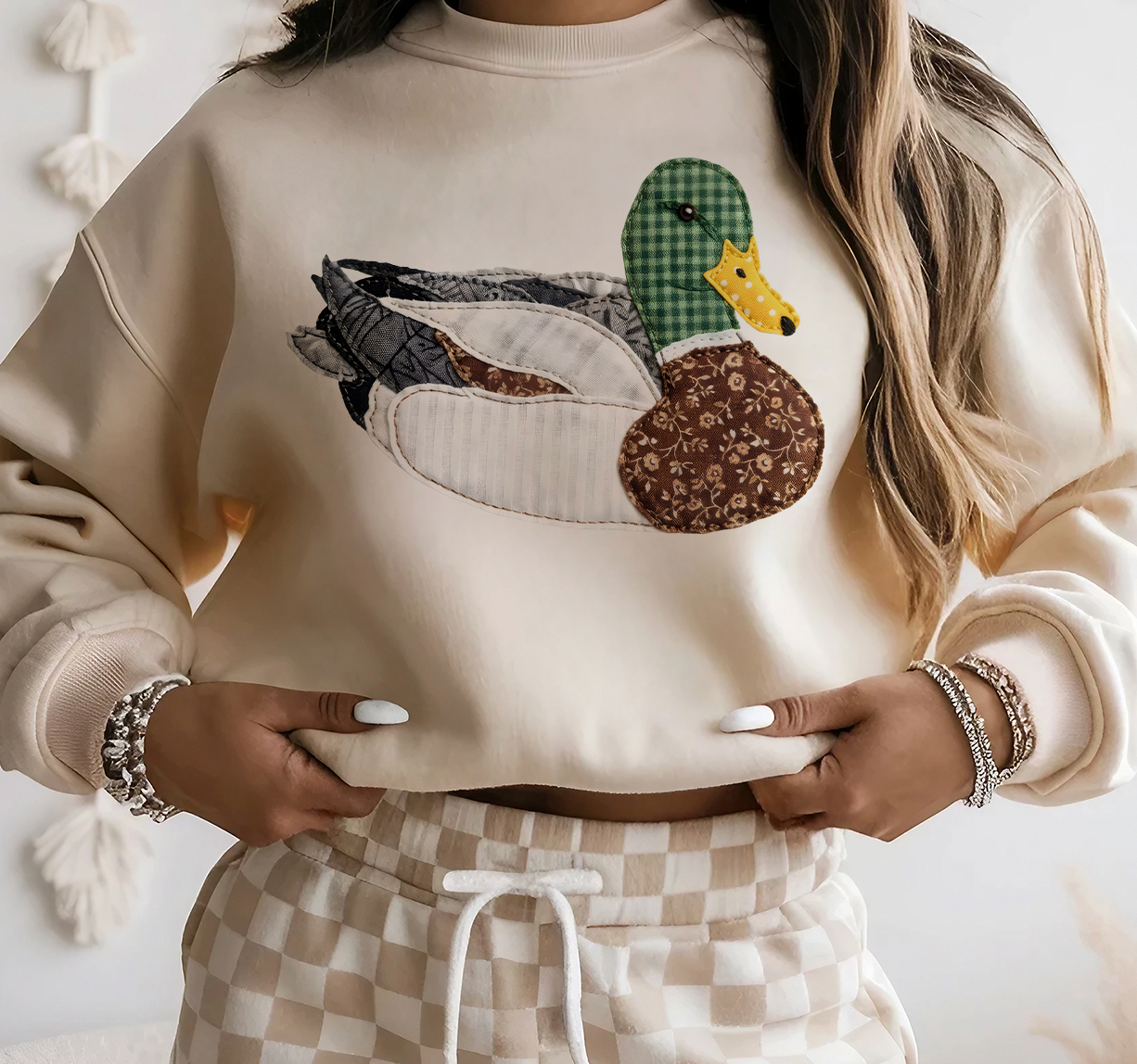 Grannys Faux Patchwork Mallard - Cream - Sweatshirts & T-Shirts