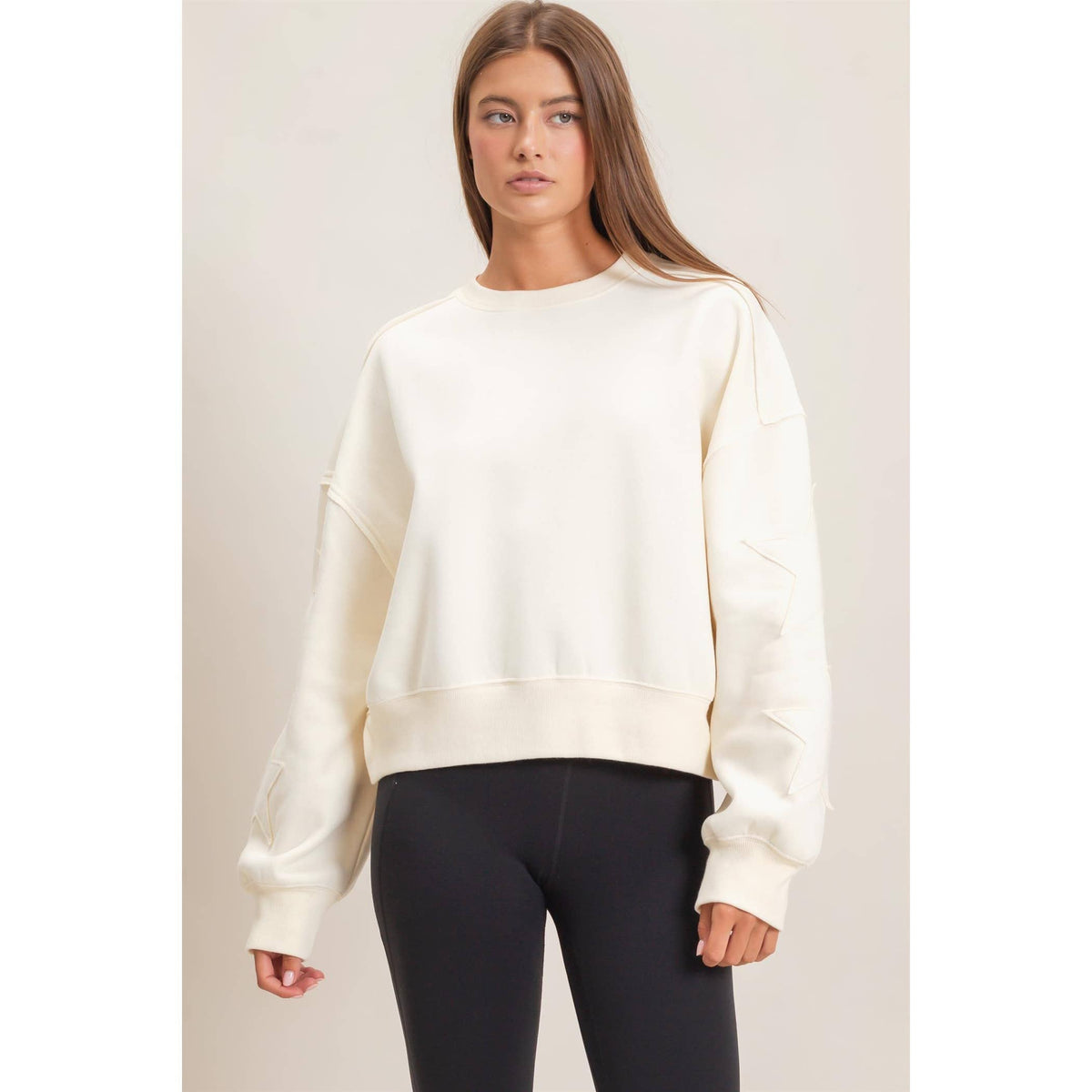 Star Patch Sleeve Sweatshirt