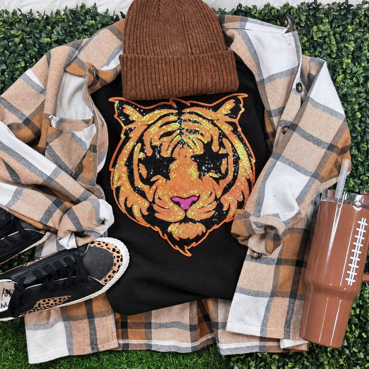 Tiger with Starry Eyes Sequin Sweatshirt