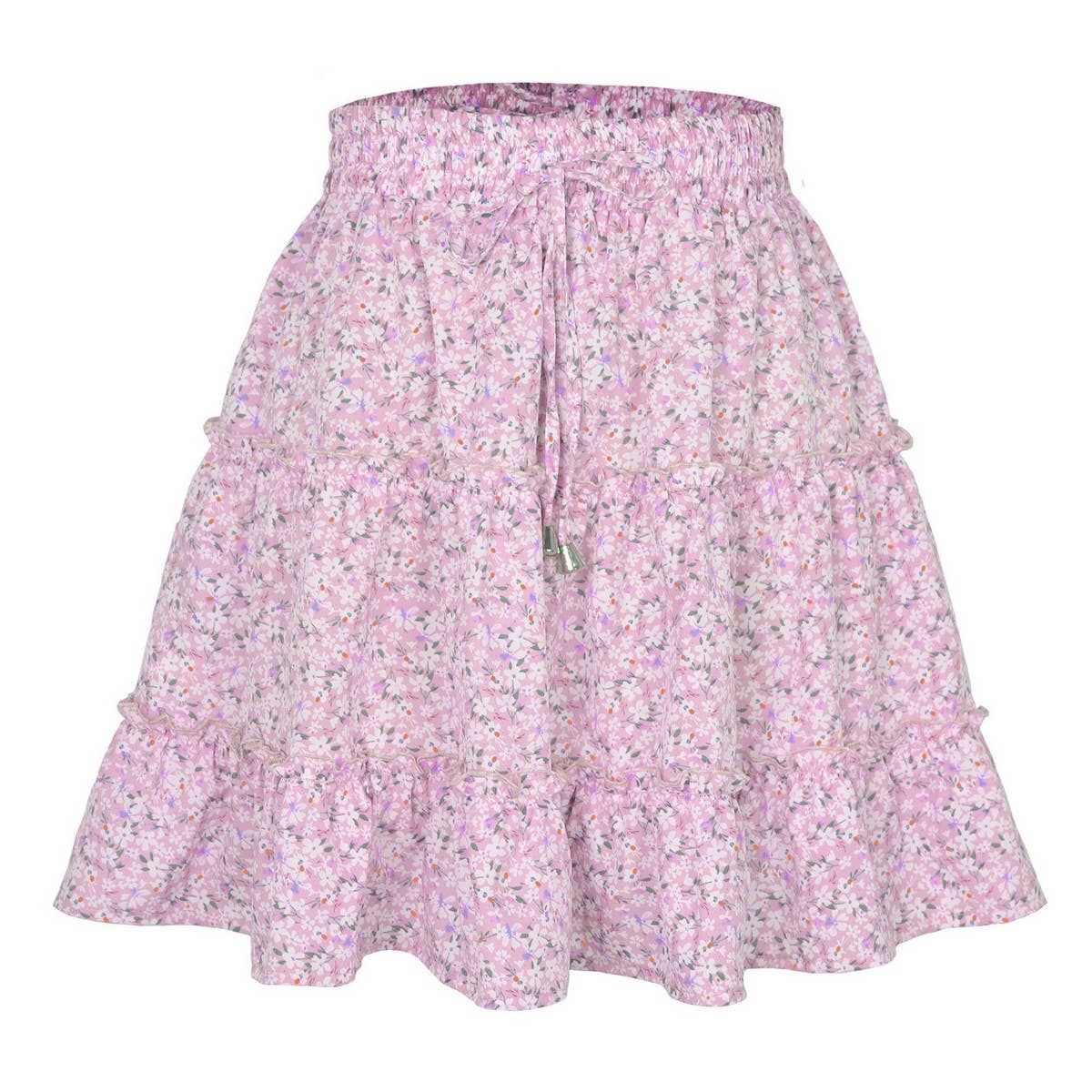 High Waisted Ruffle Floral Skirt