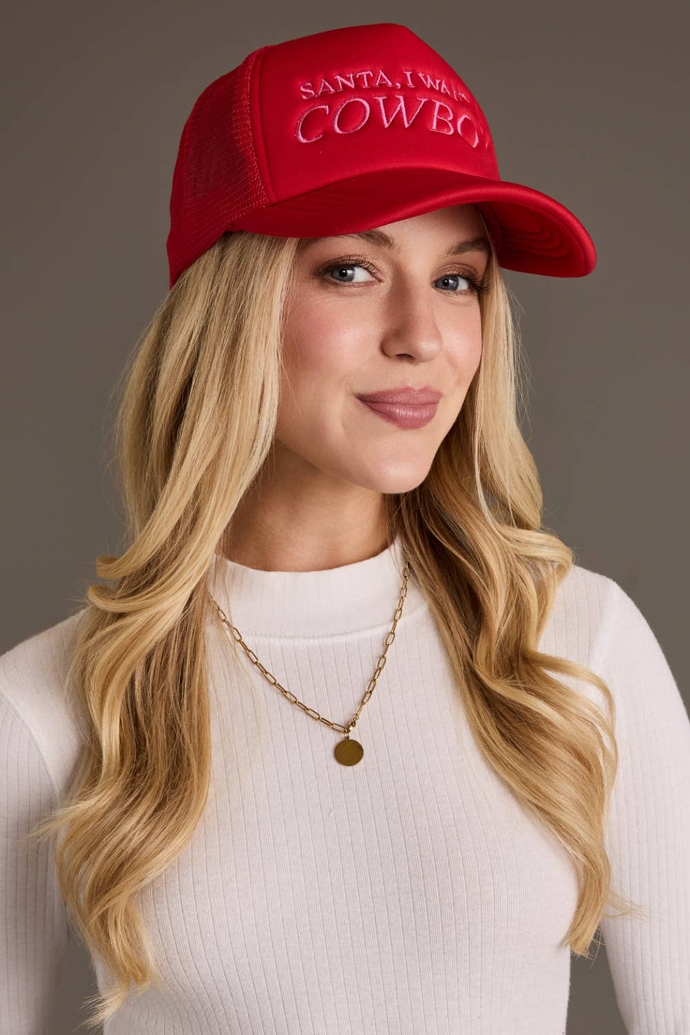 Santa I Want a Cowboy Trucker Hat