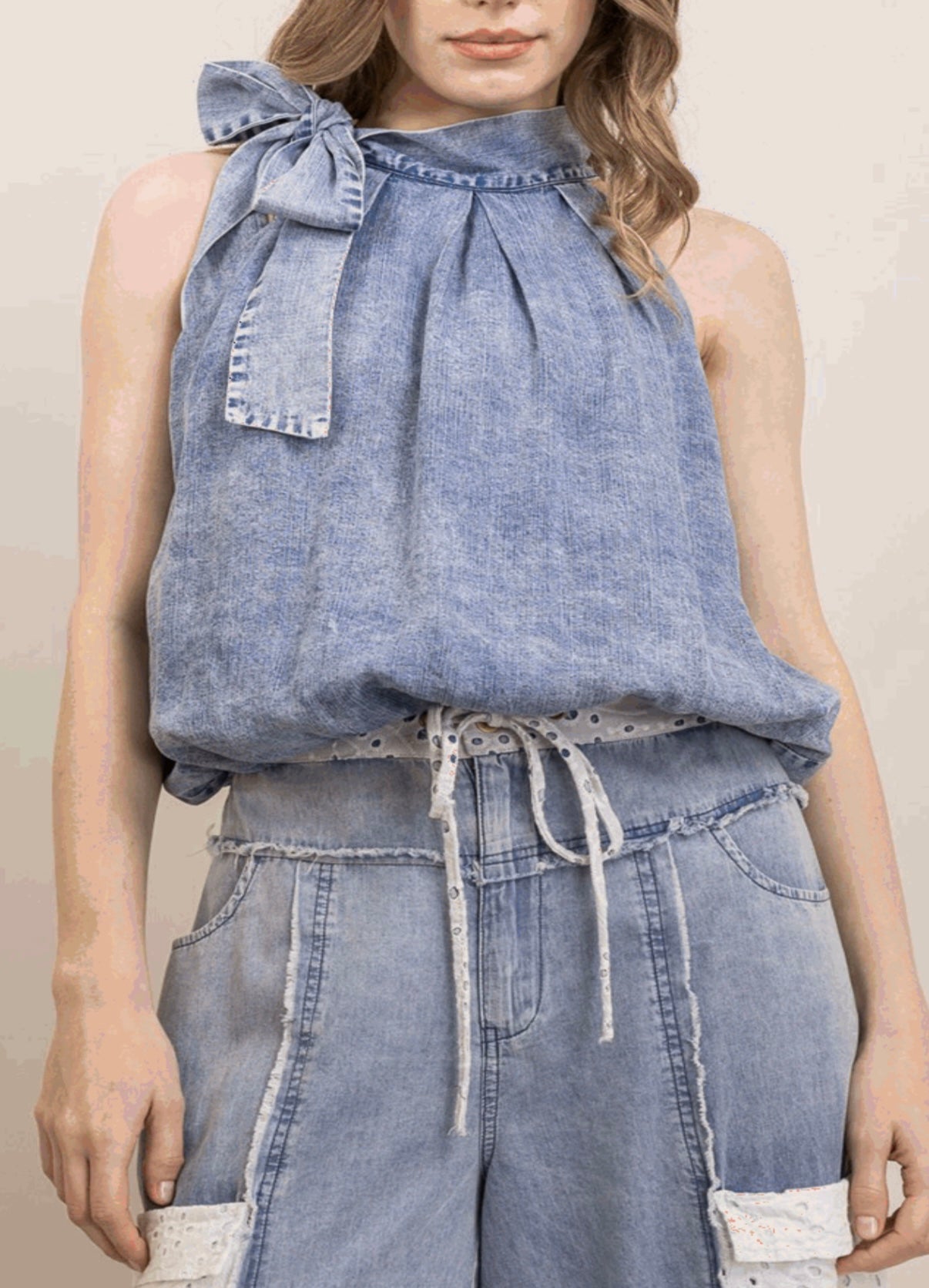 Halter Neck Denim Top