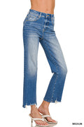 Straight Leg Fray Hem Denim