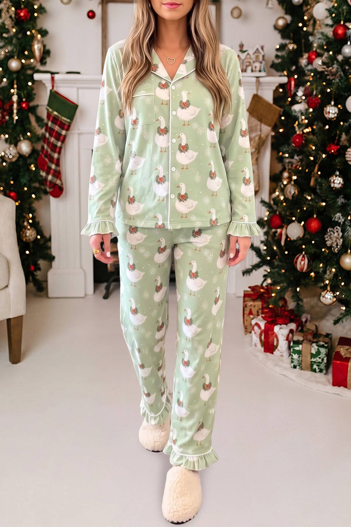 Christmas Goose Ruffle PJ’s