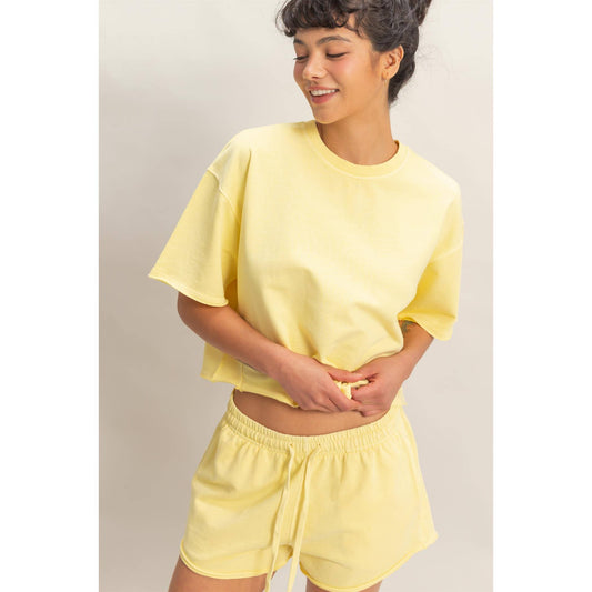 Short Sleeve Crew Neck Top And Shorts Set