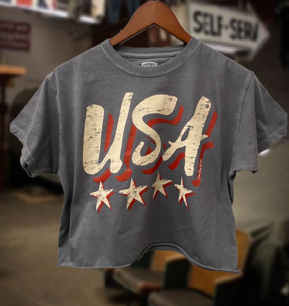 USA Vintage Relaxed Crop T-shirt