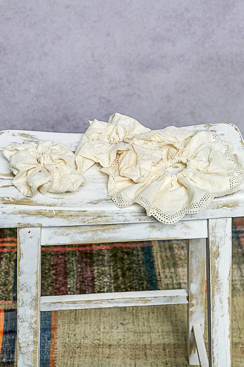 3 Different Designs Scrunchies Embroidered Hair Accessories