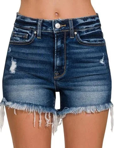 Raw Hem Ripped Denim Shorts