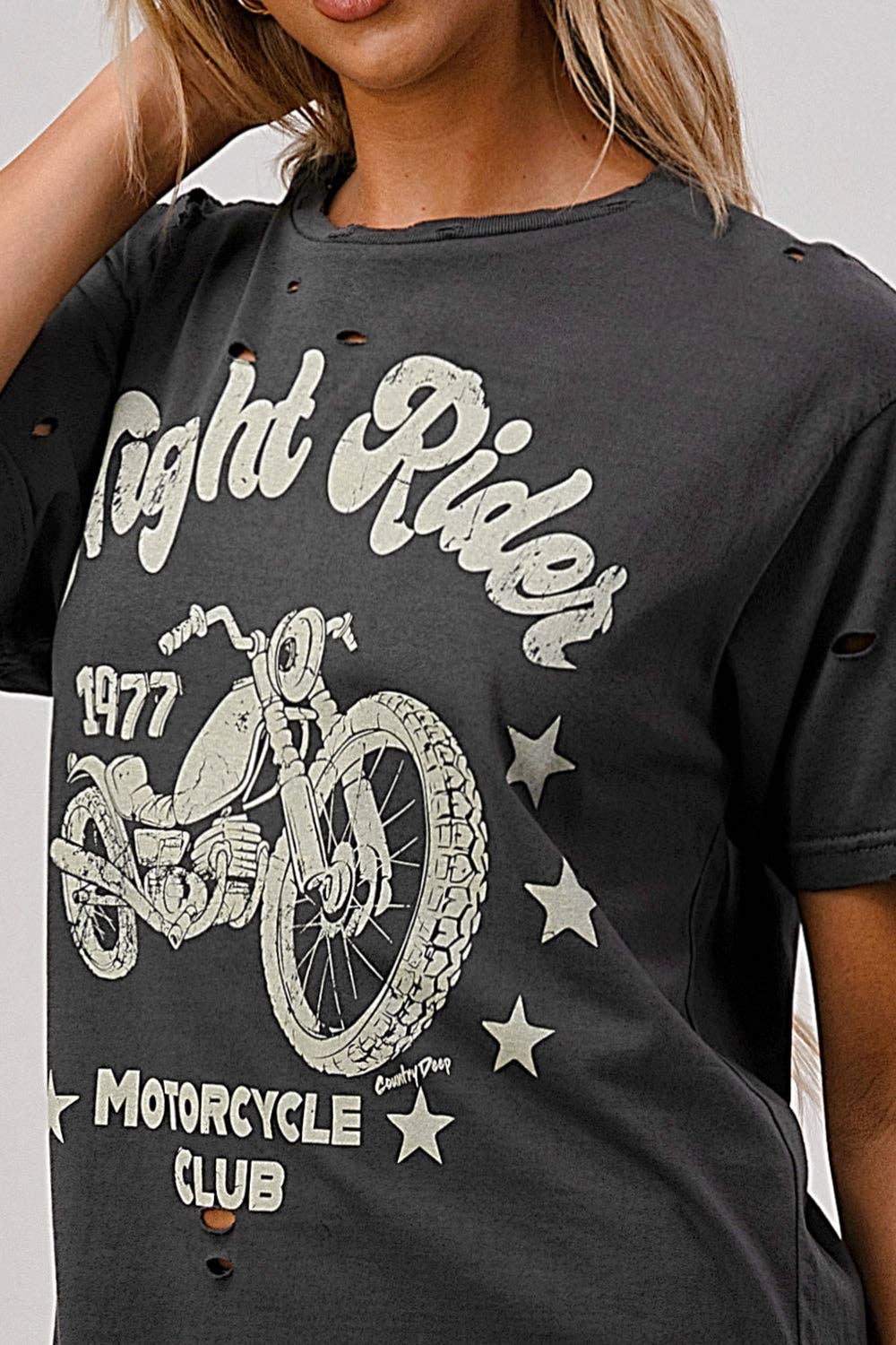 Night Rider 1977 Motorcycle club Distressed T-shirt