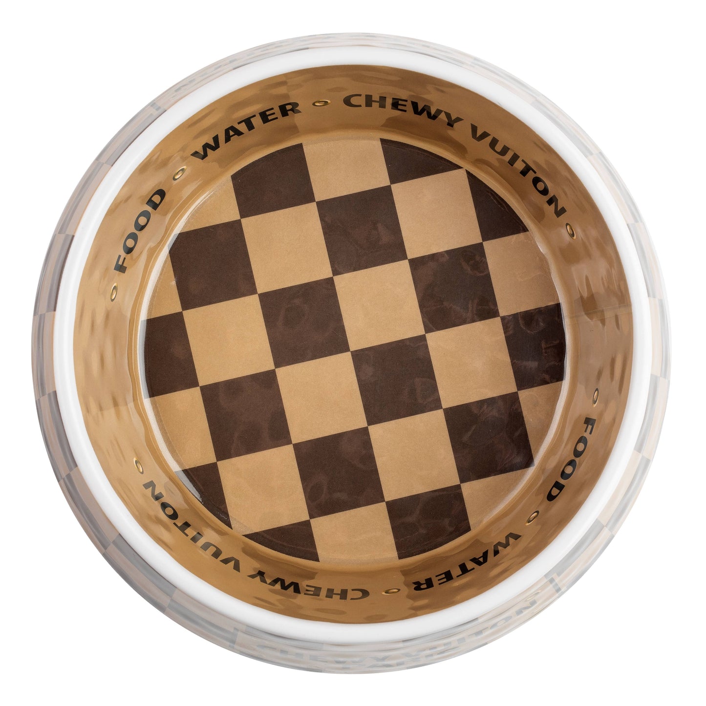Tan Checker Chewy Vuiton Bowl