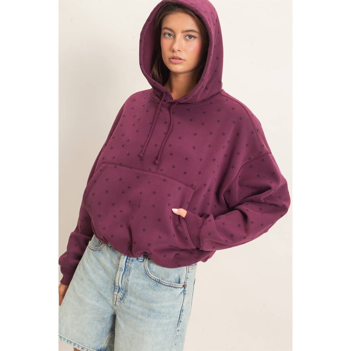 Star Print Bubble Hoodie