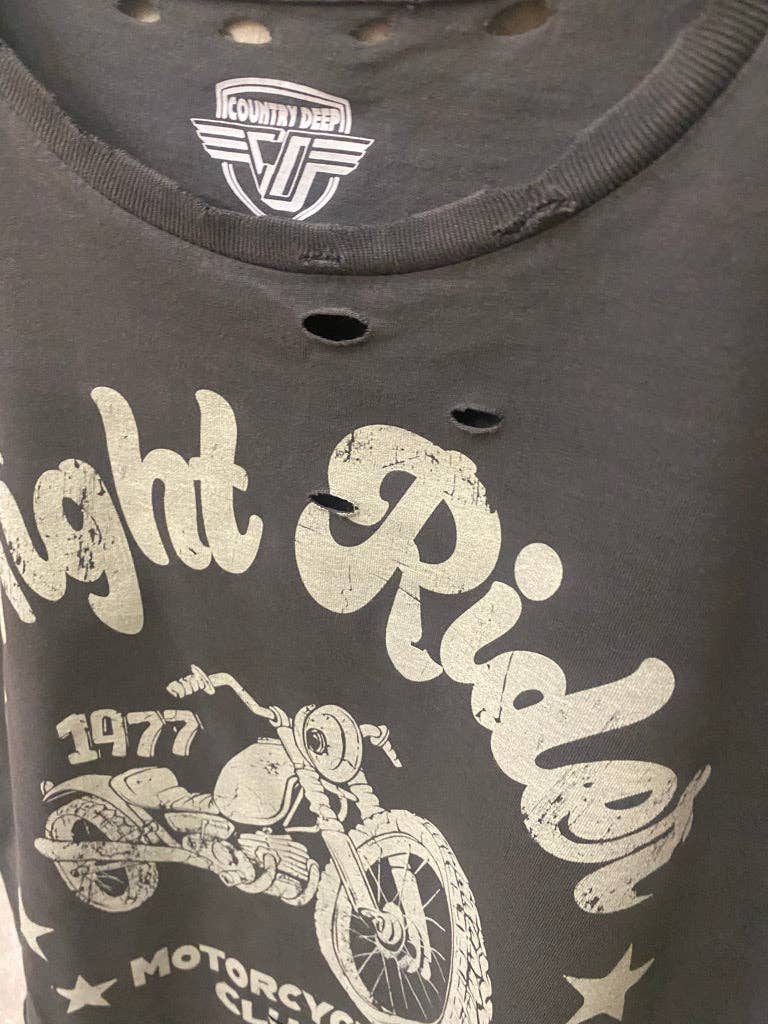 Night Rider 1977 Motorcycle club Distressed T-shirt