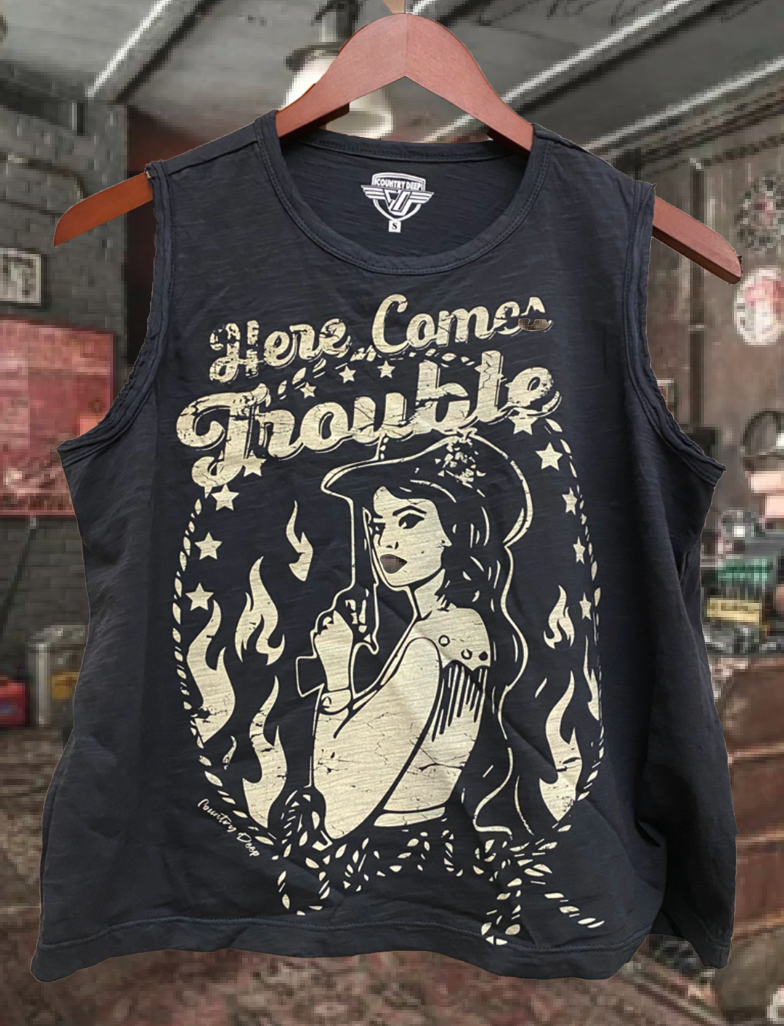 Here Comes Trouble  Muscle Crop Top