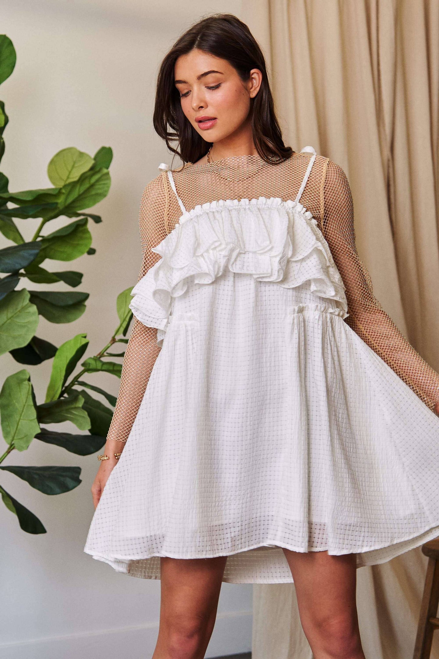 Checker Ruffled Dress