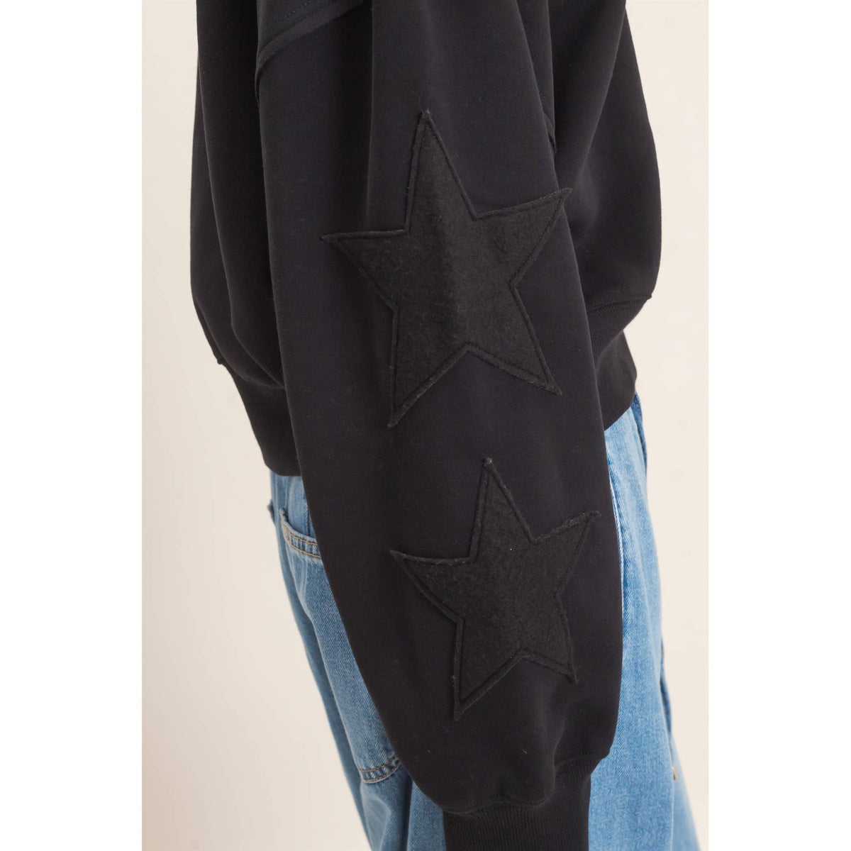 Star Patch Sleeve Sweatshirt
