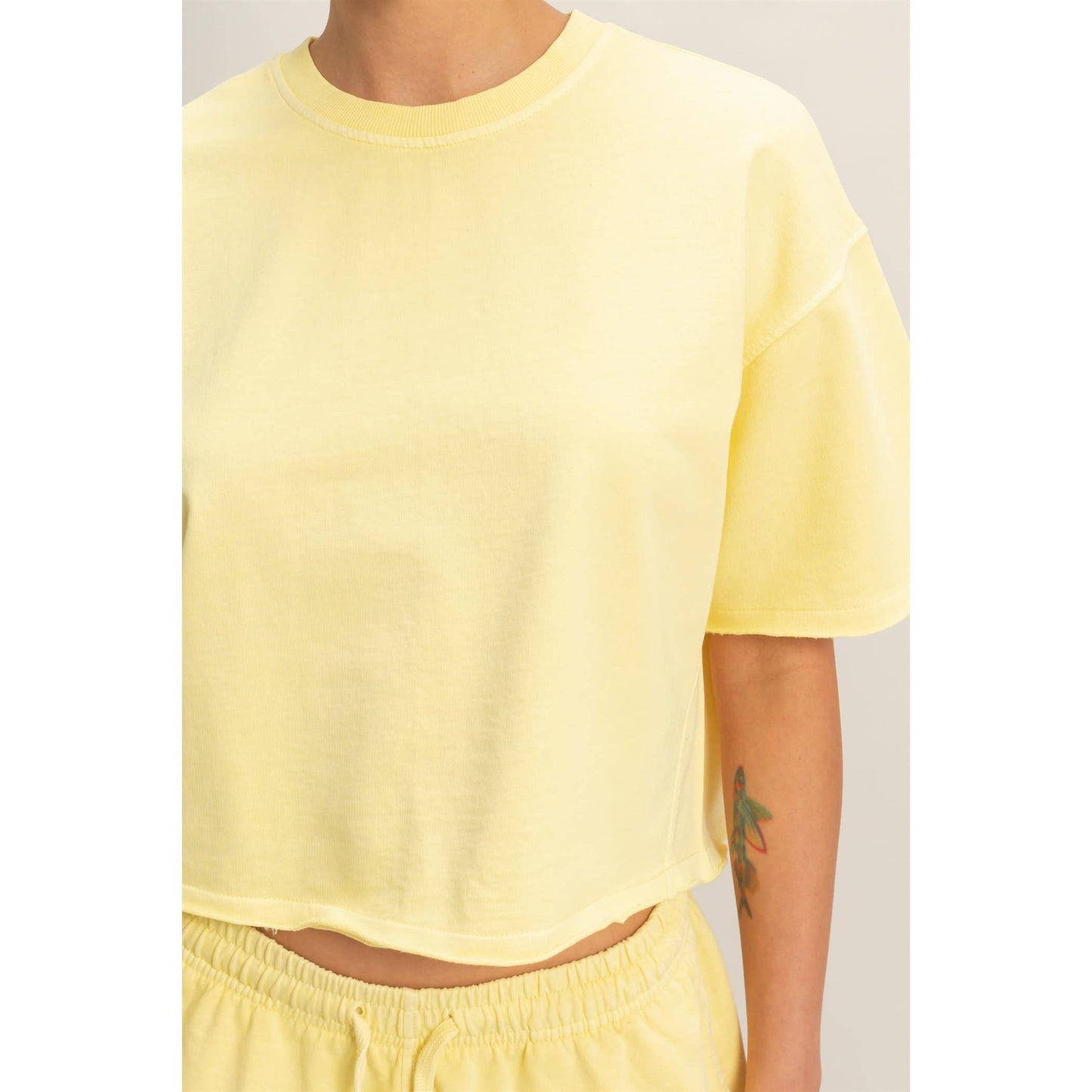 Short Sleeve Crew Neck Top And Shorts Set