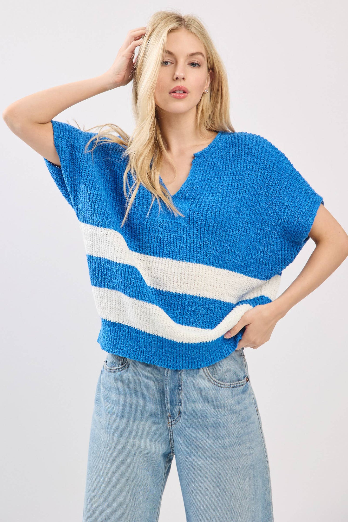 Stripe Knit Sleeveless Sweater