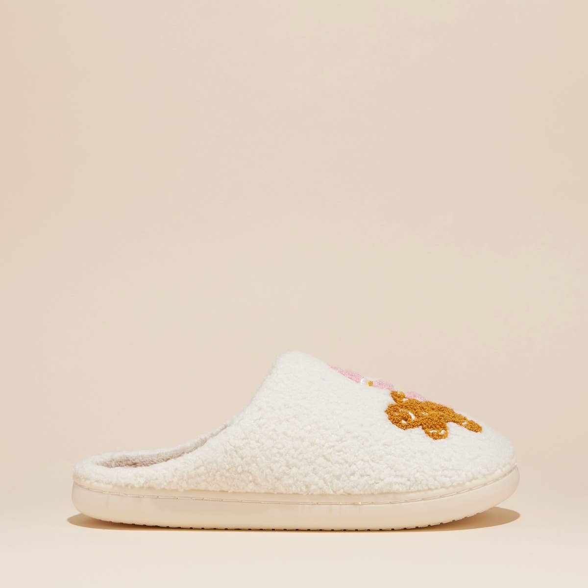 Sherpa Hot Cocoa Home Slippers | Gingerbread Holiday House Shoes