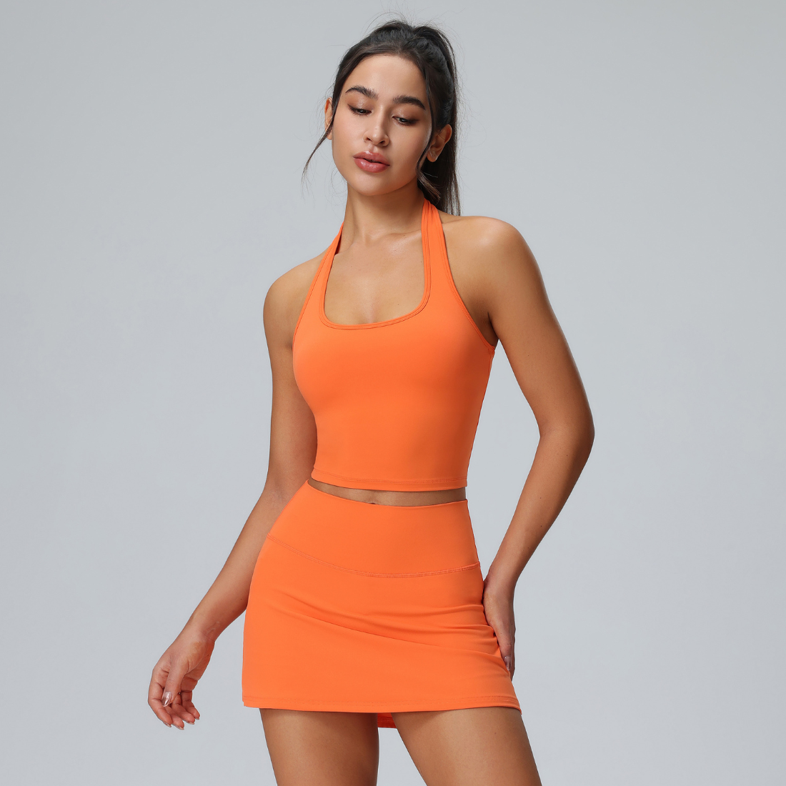 Women's Halter Vest & Tennis Skirt Two-Piece Set