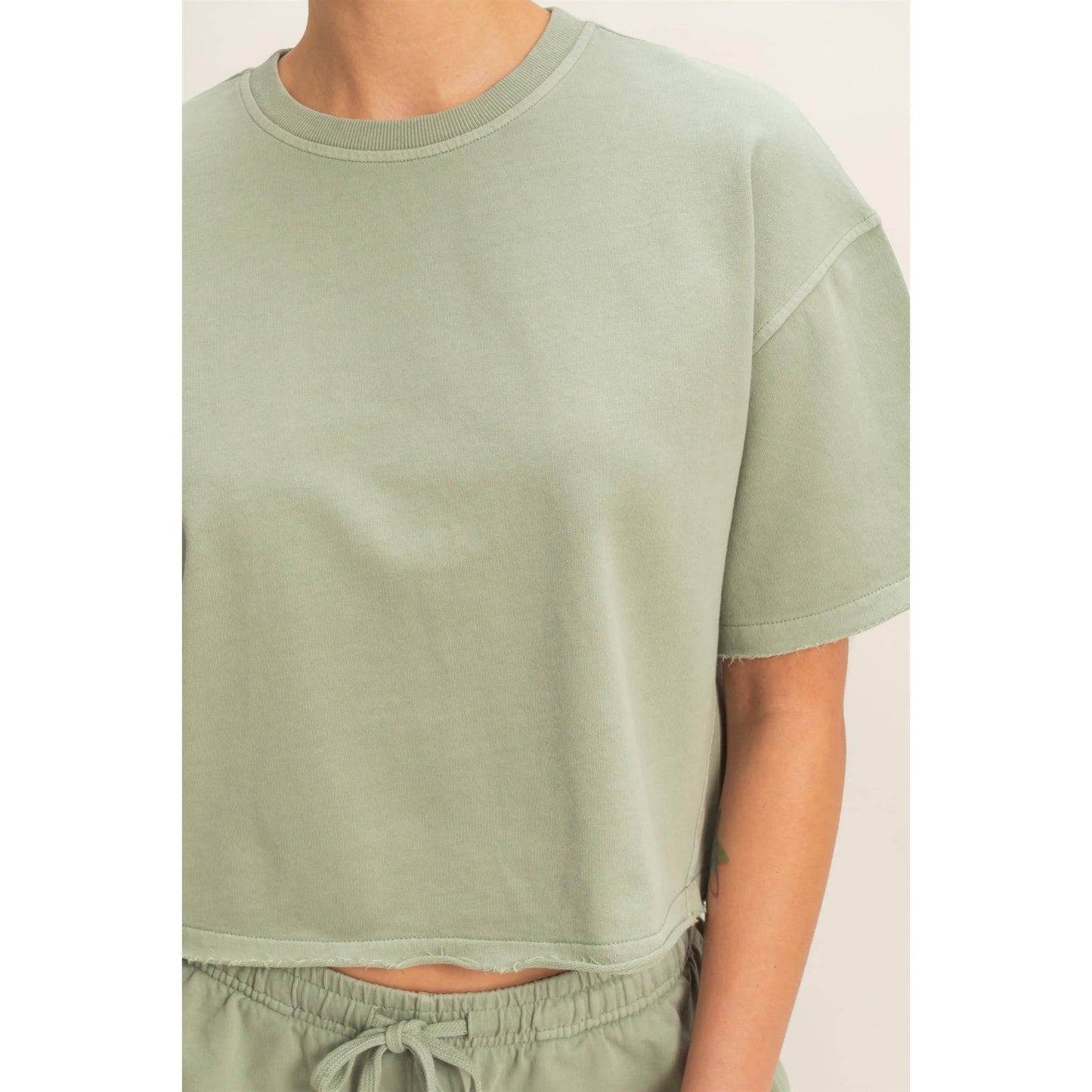 Short Sleeve Crew Neck Top And Shorts Set