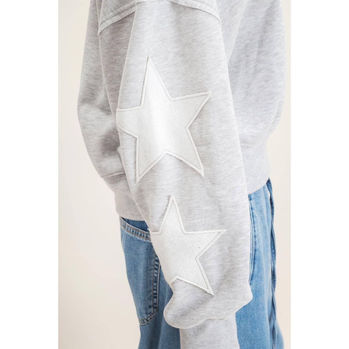 Star Patch Sleeve Sweatshirt