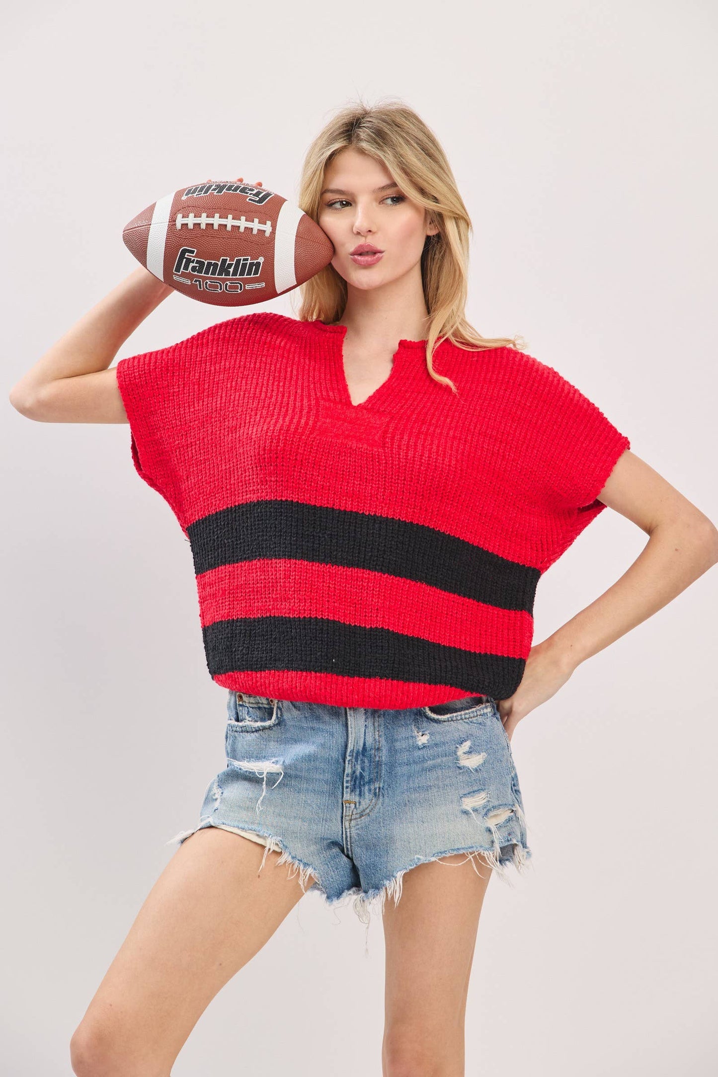 Stripe Knit Sleeveless Sweater