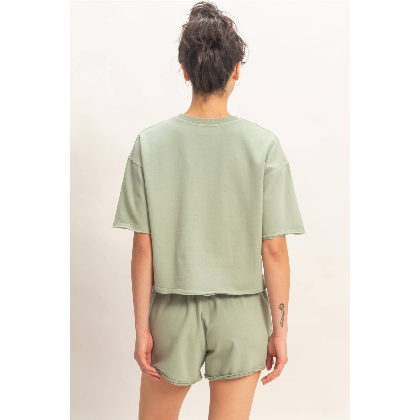 Short Sleeve Crew Neck Top And Shorts Set