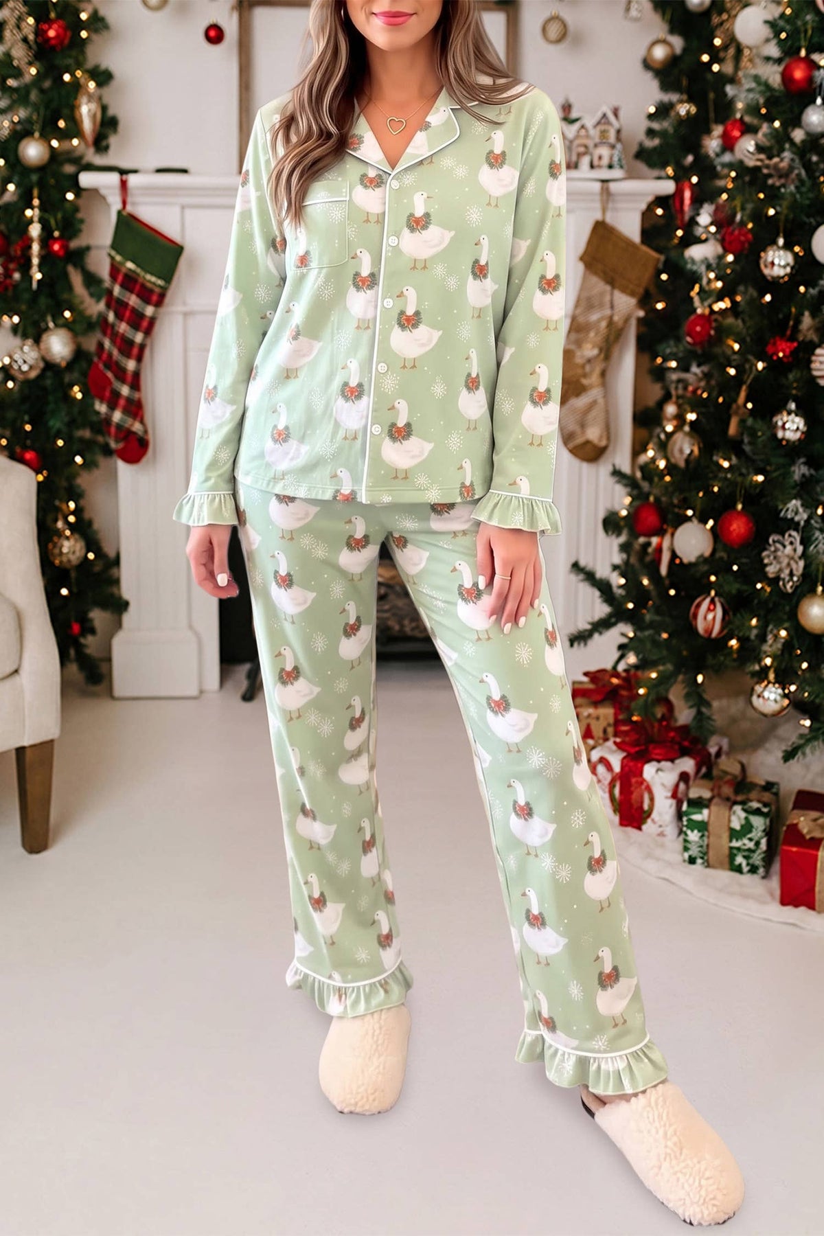 Christmas Goose Ruffle PJ’s