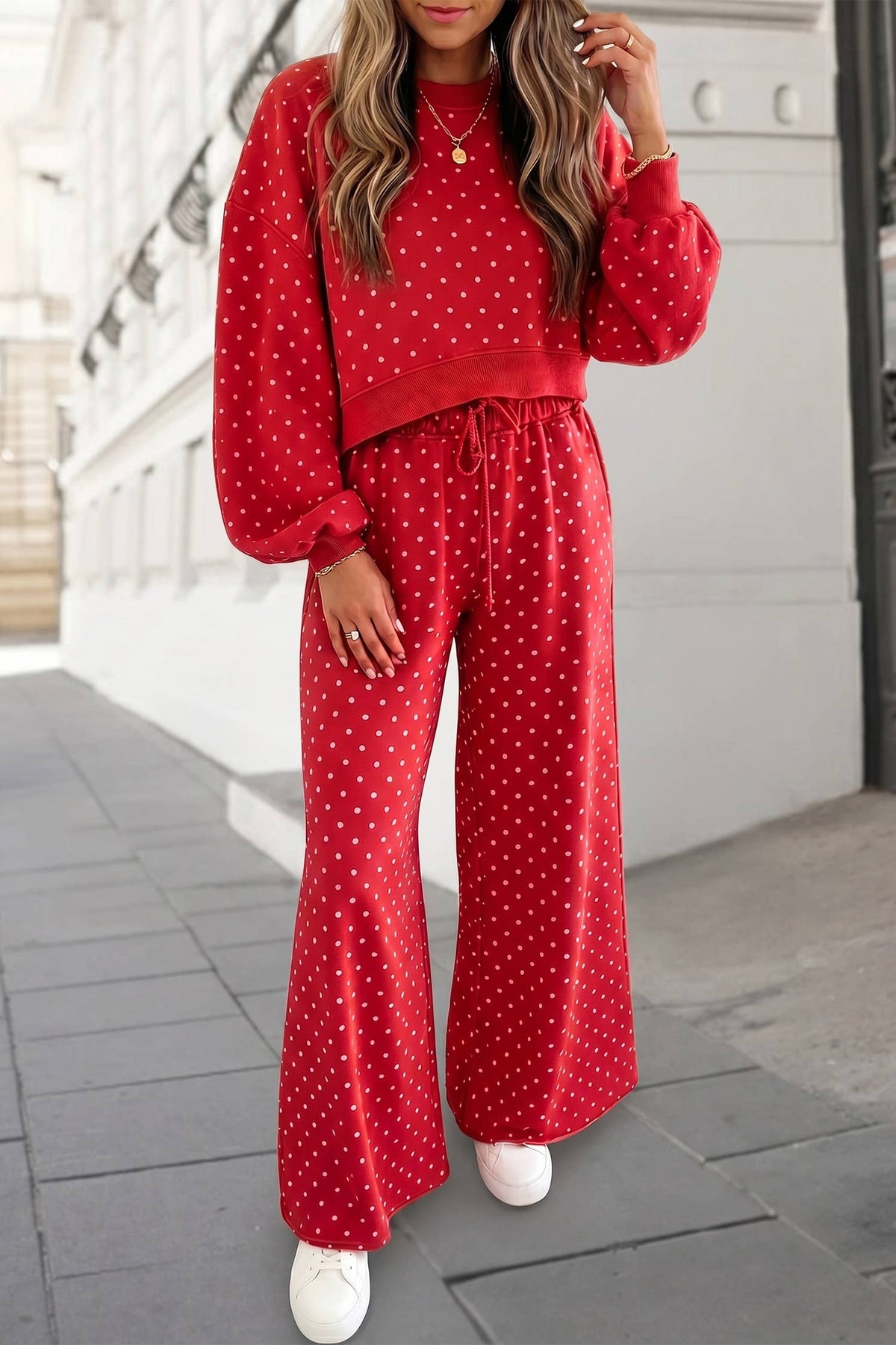 Polka Dot Print High Waist Set