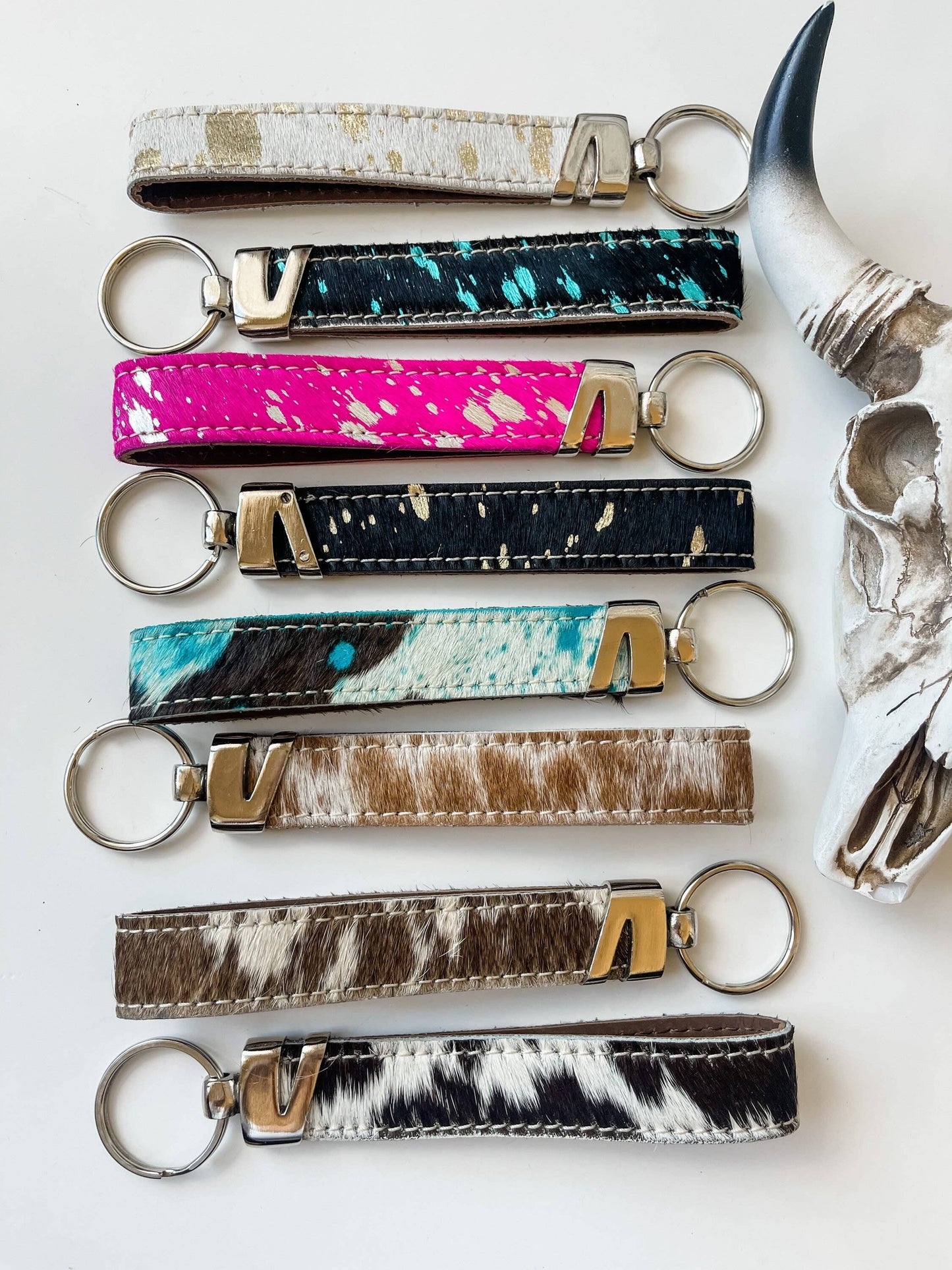 Western Hair On Cowhide Keychain