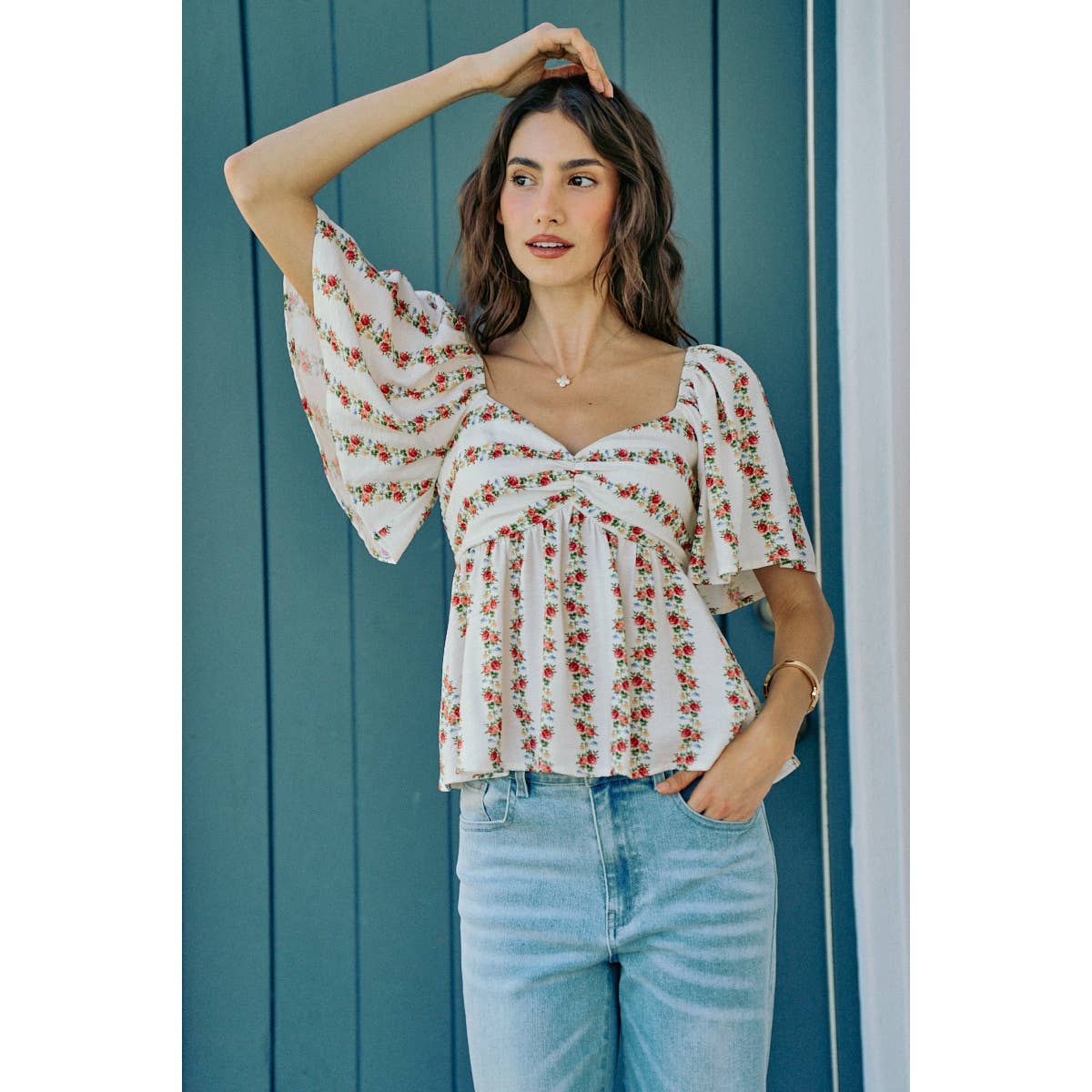 FLORAL FLUTTER BLOUSE