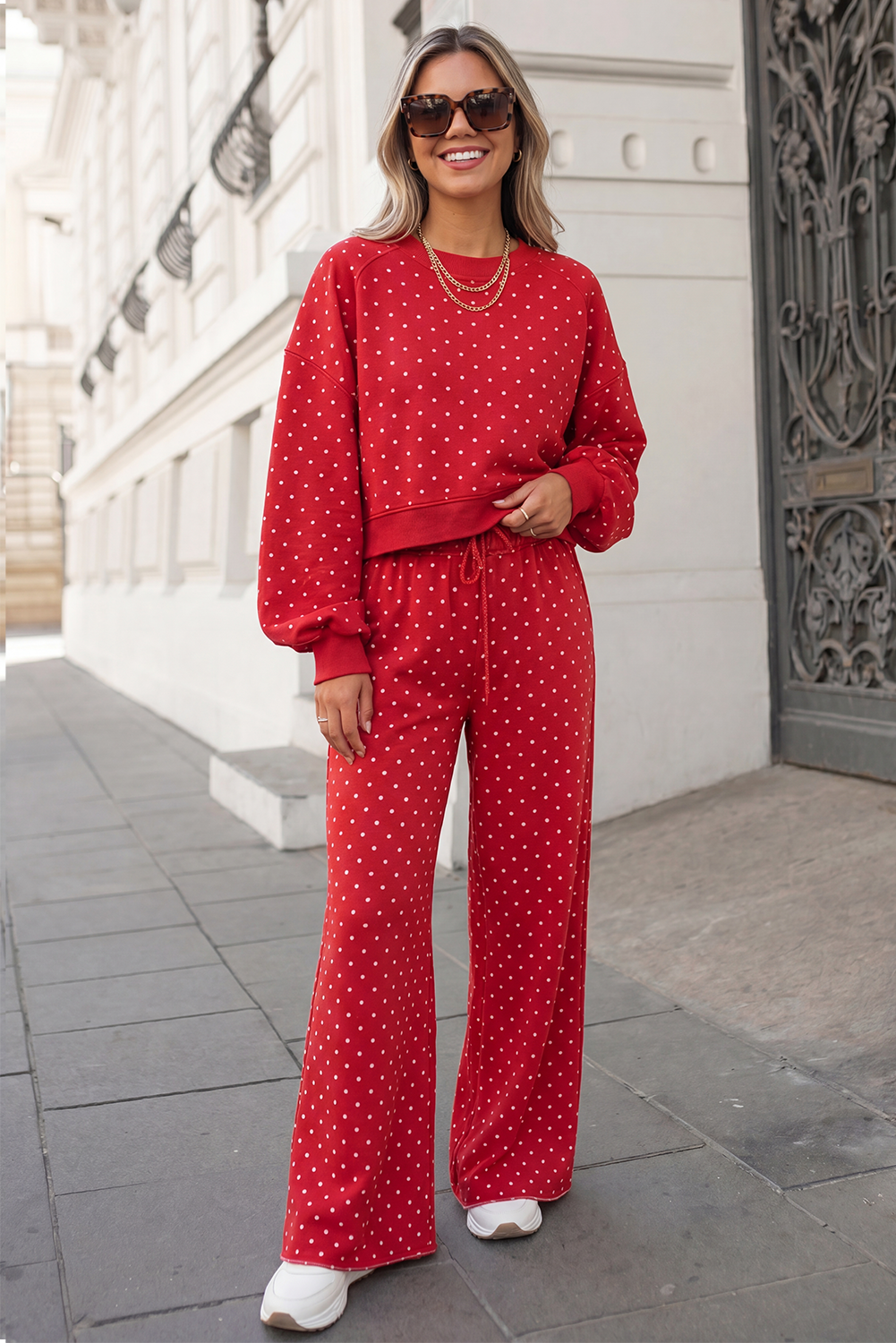 Polka Dot Print High Waist Set