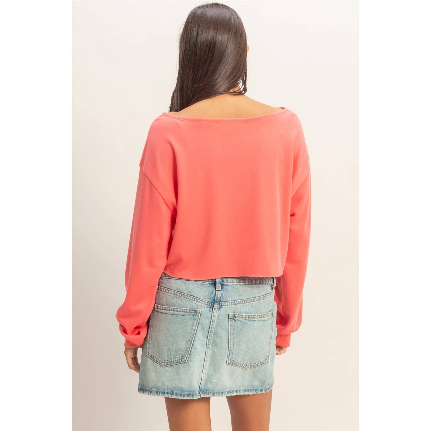Casually Cute Boat Neck Long Sleeve Top