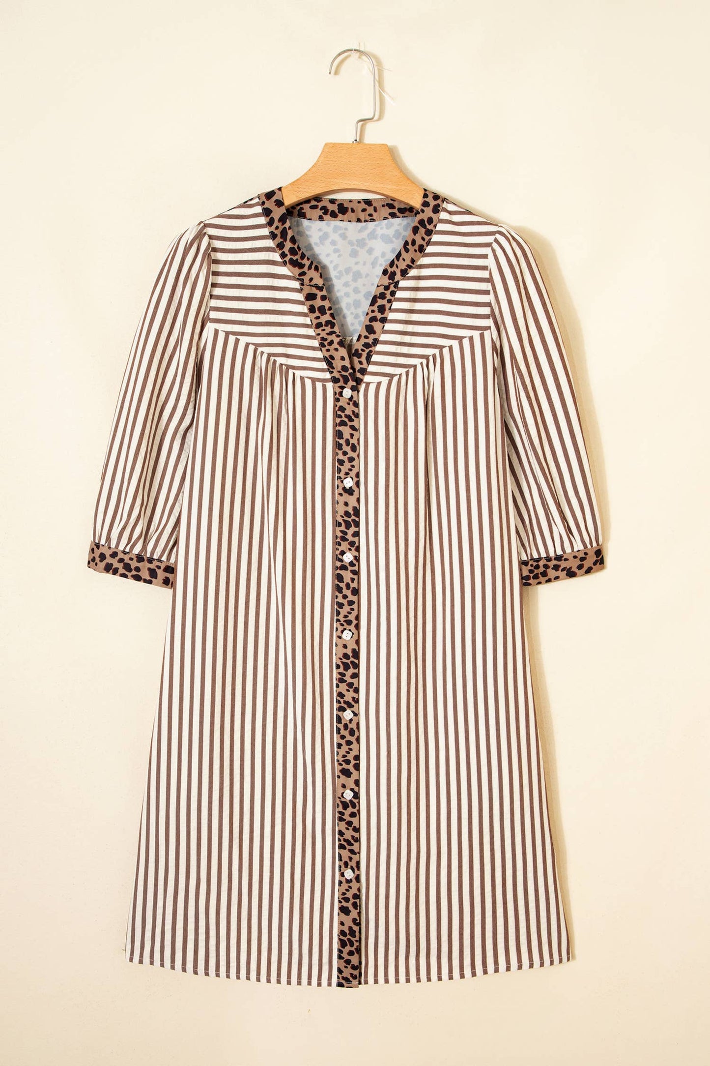 Leopard Trim Midi Dress