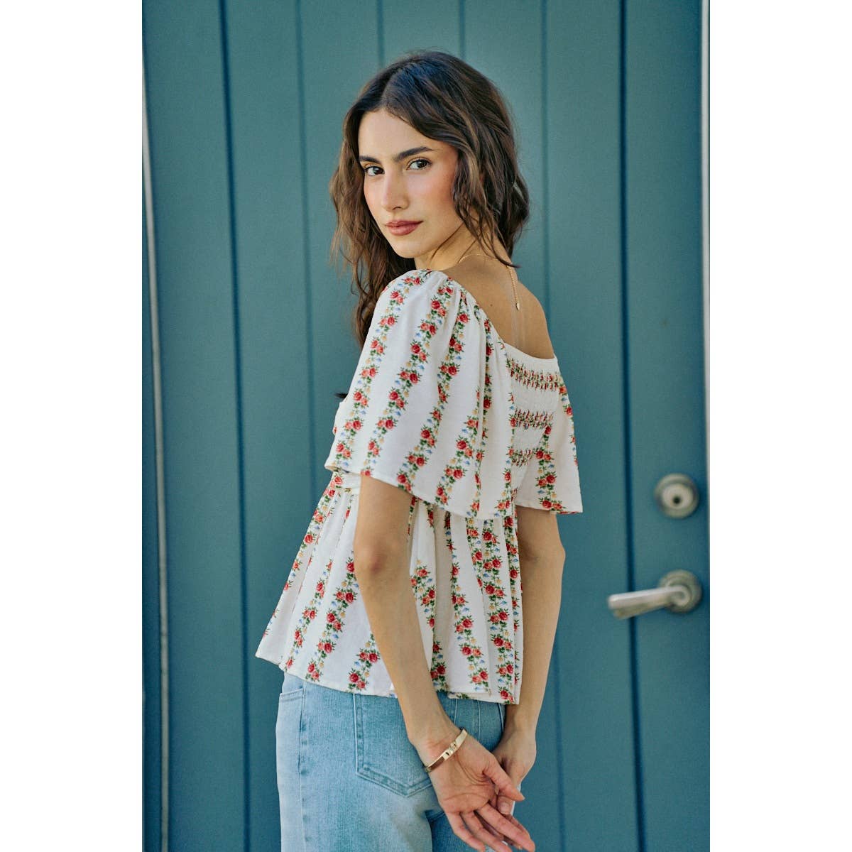 FLORAL FLUTTER BLOUSE
