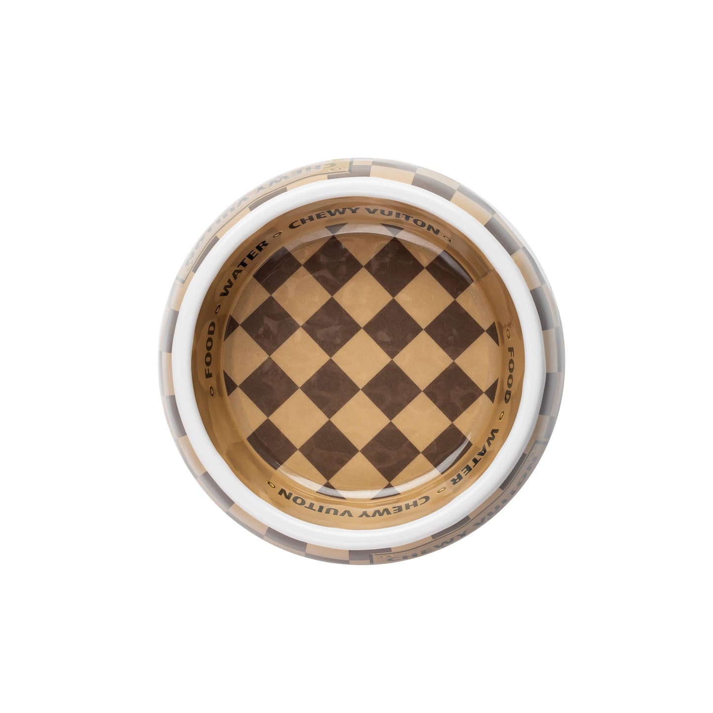 Tan Checker Chewy Vuiton Bowl