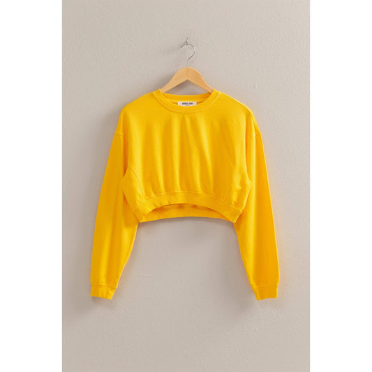 Crew Neck Long Sleeve Crop Sweatshirt