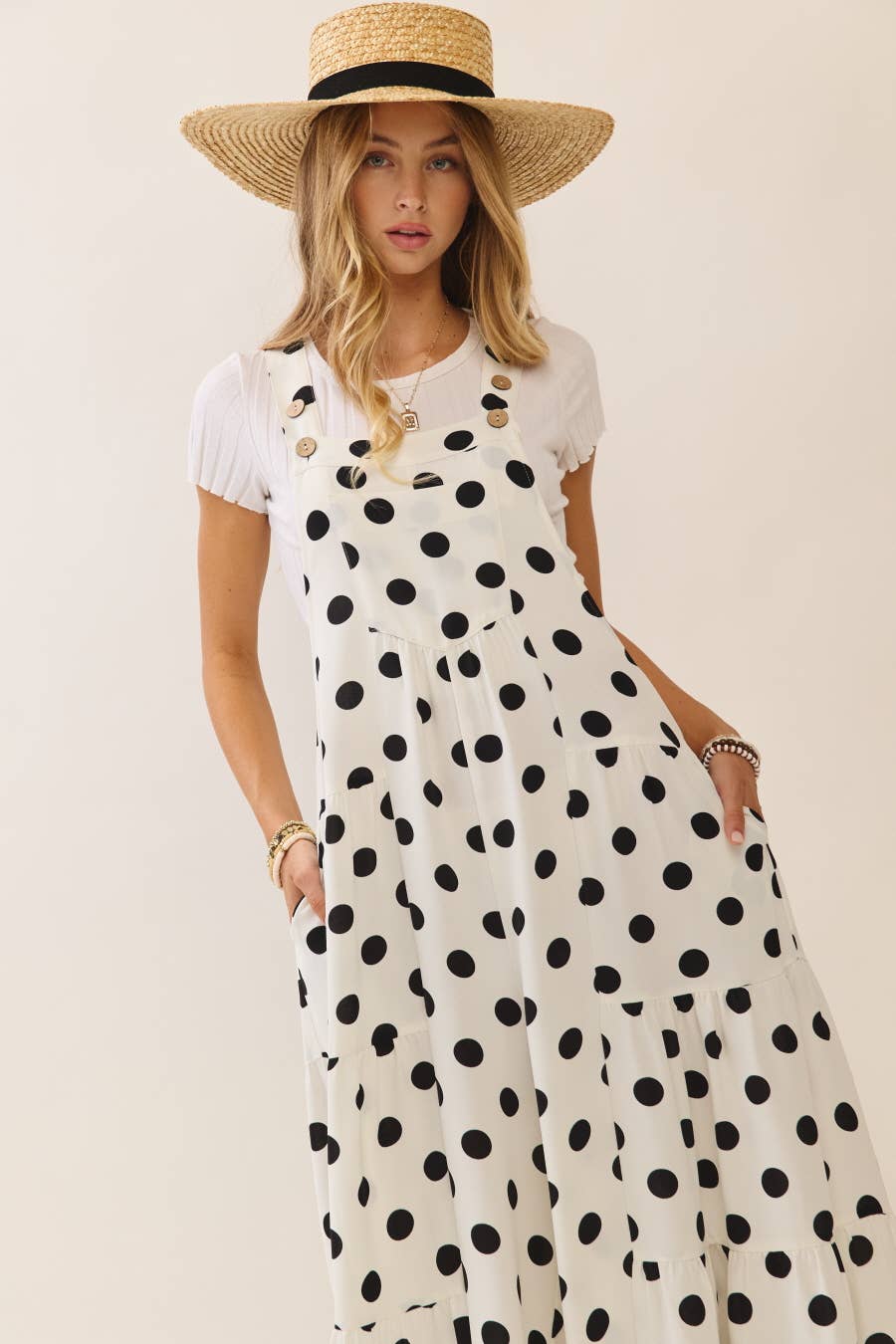 Plus Polka Dot Sling Maxi Jumpsuit
