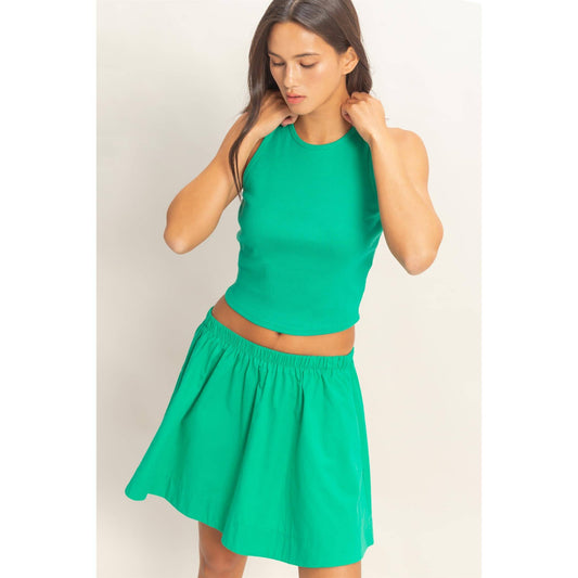 Sleeveless Ribbed Top And Skirt Set