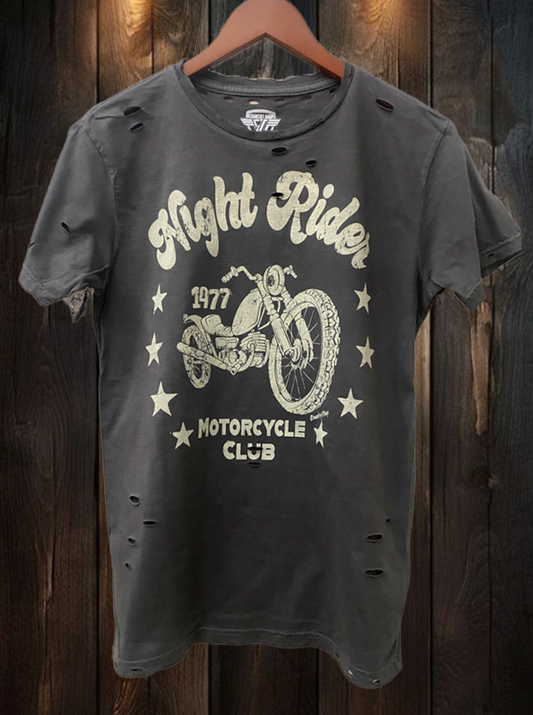 Night Rider 1977 Motorcycle club Distressed T-shirt