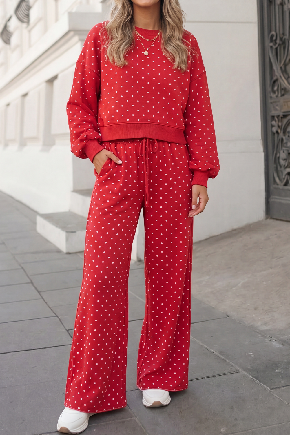 Polka Dot Print High Waist Set
