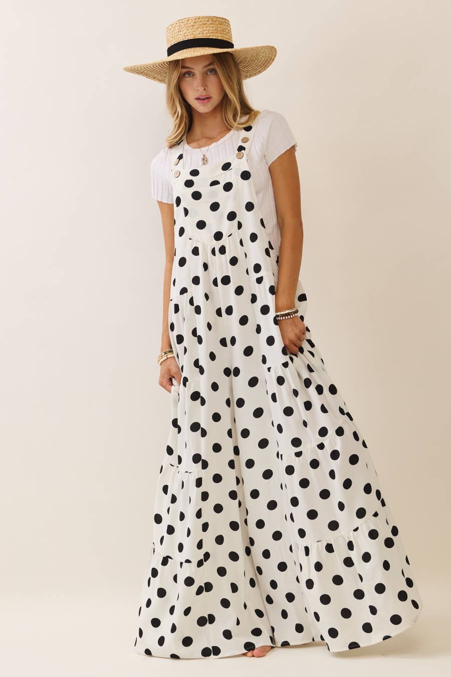 Plus Polka Dot Sling Maxi Jumpsuit