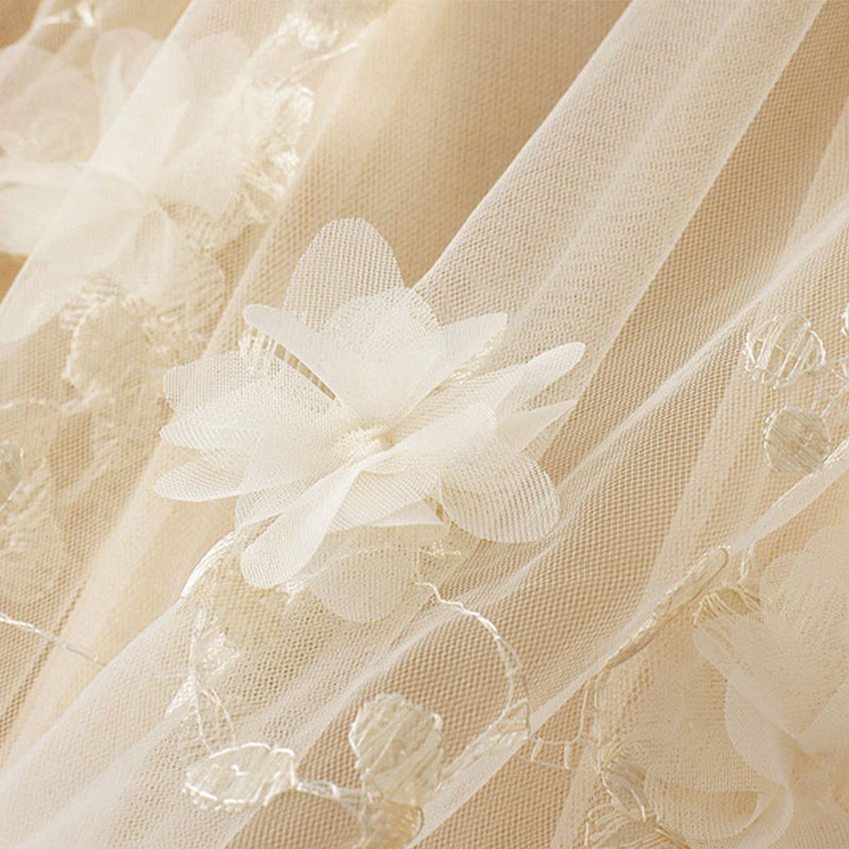 Embroidered Tulle A-Line Maxi Skirt