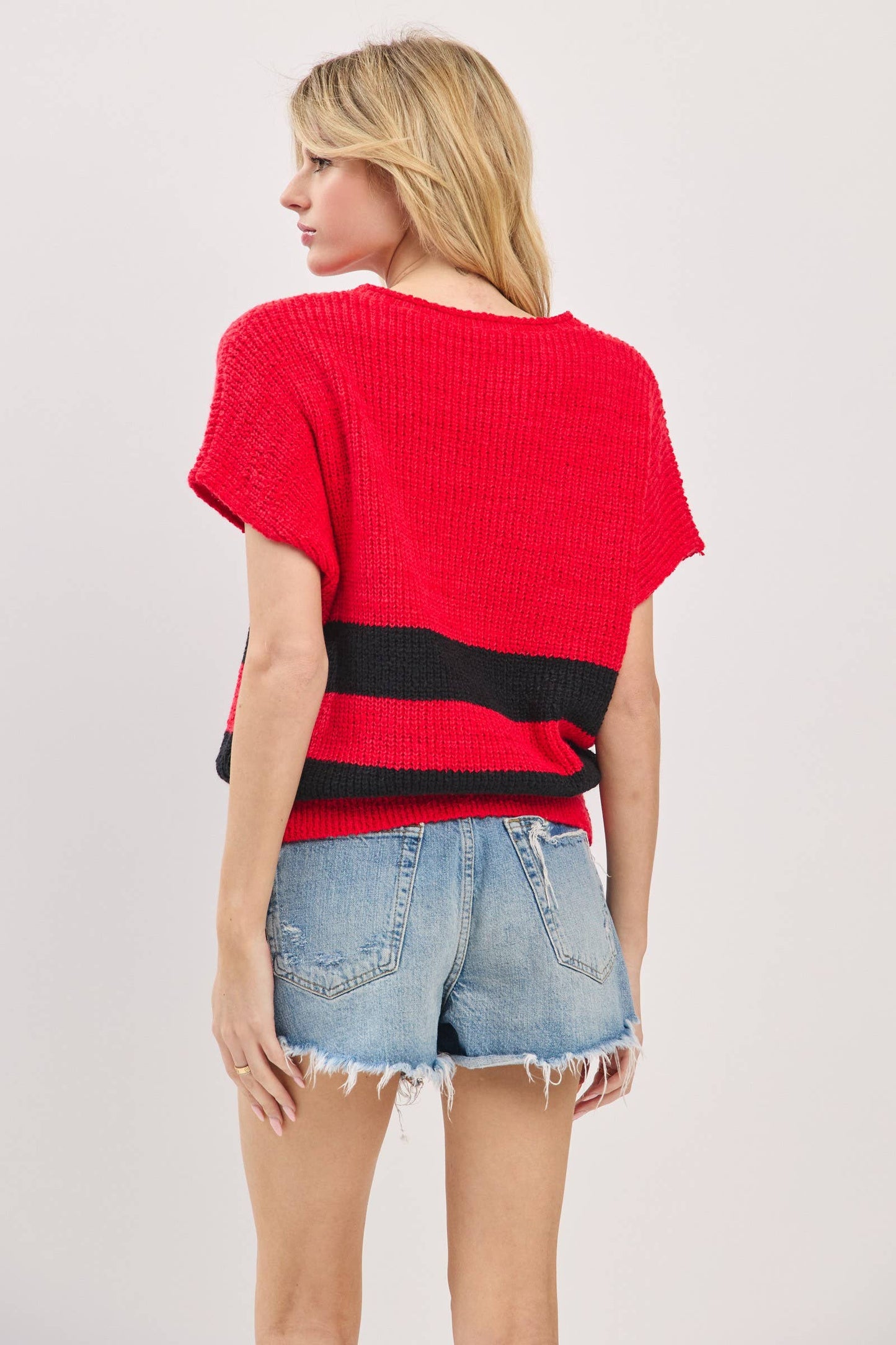 Stripe Knit Sleeveless Sweater