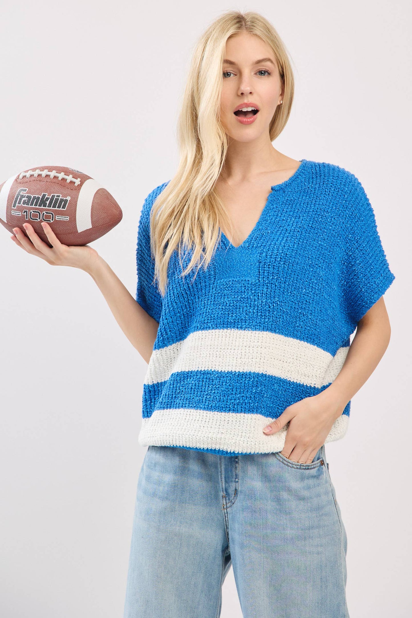 Stripe Knit Sleeveless Sweater
