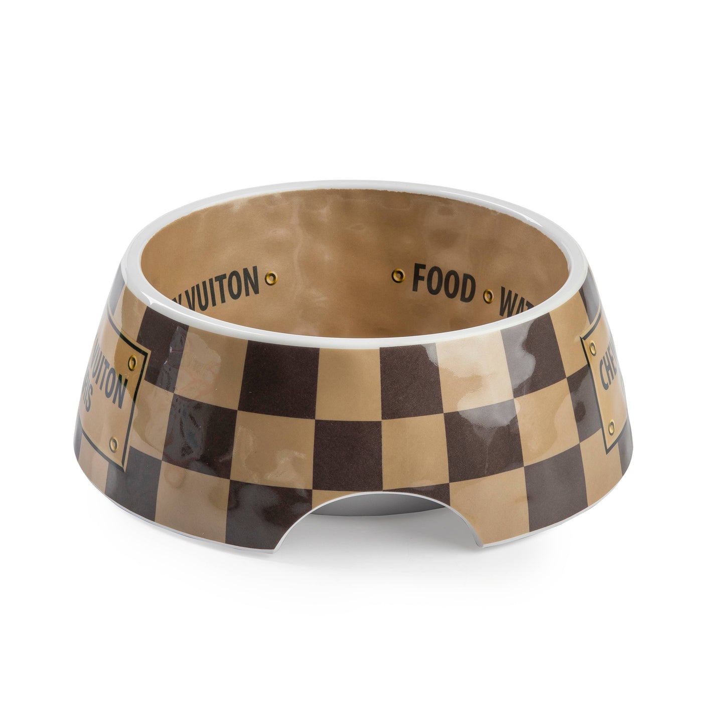 Tan Checker Chewy Vuiton Bowl