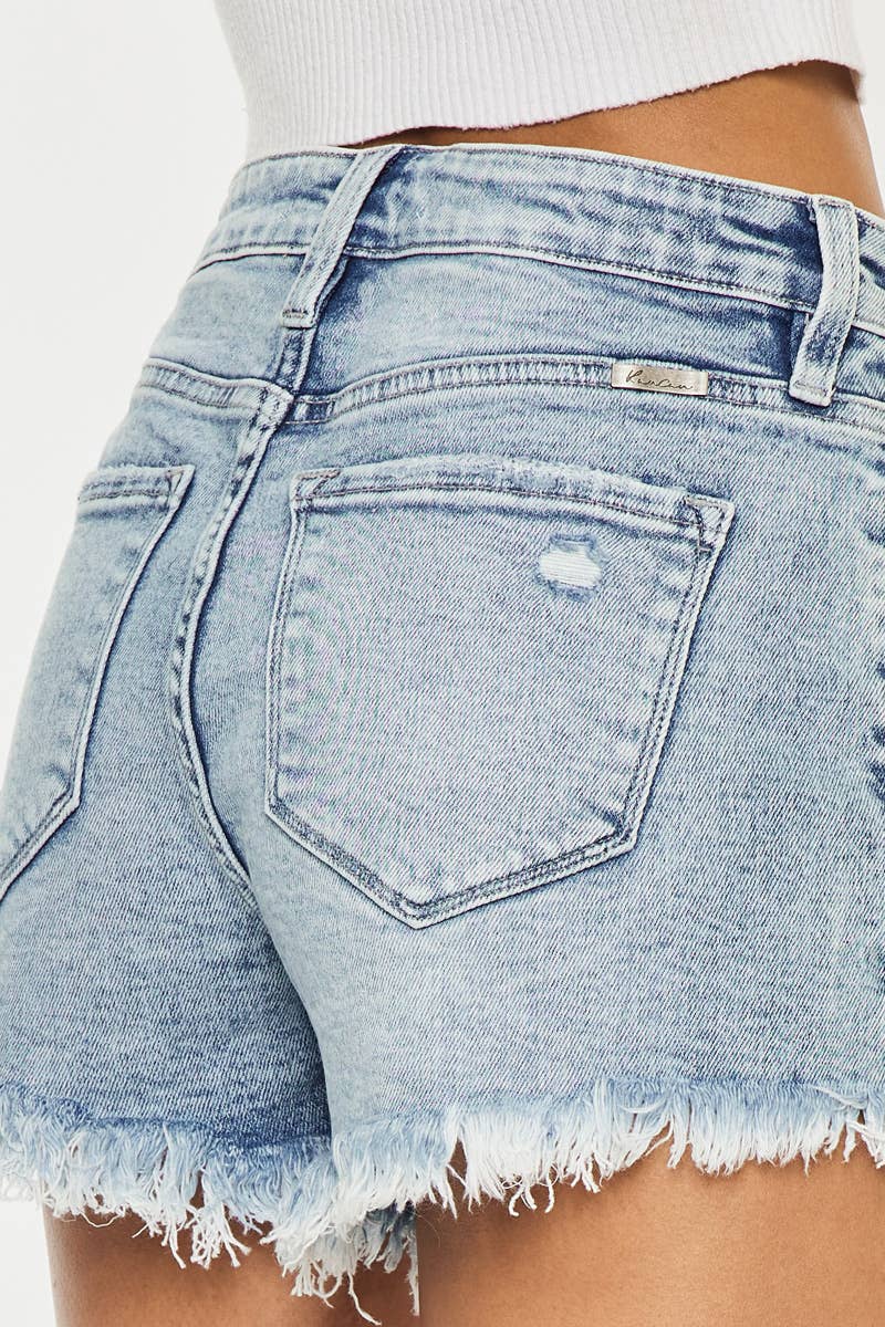 High Rise Fray Hem Shorts
