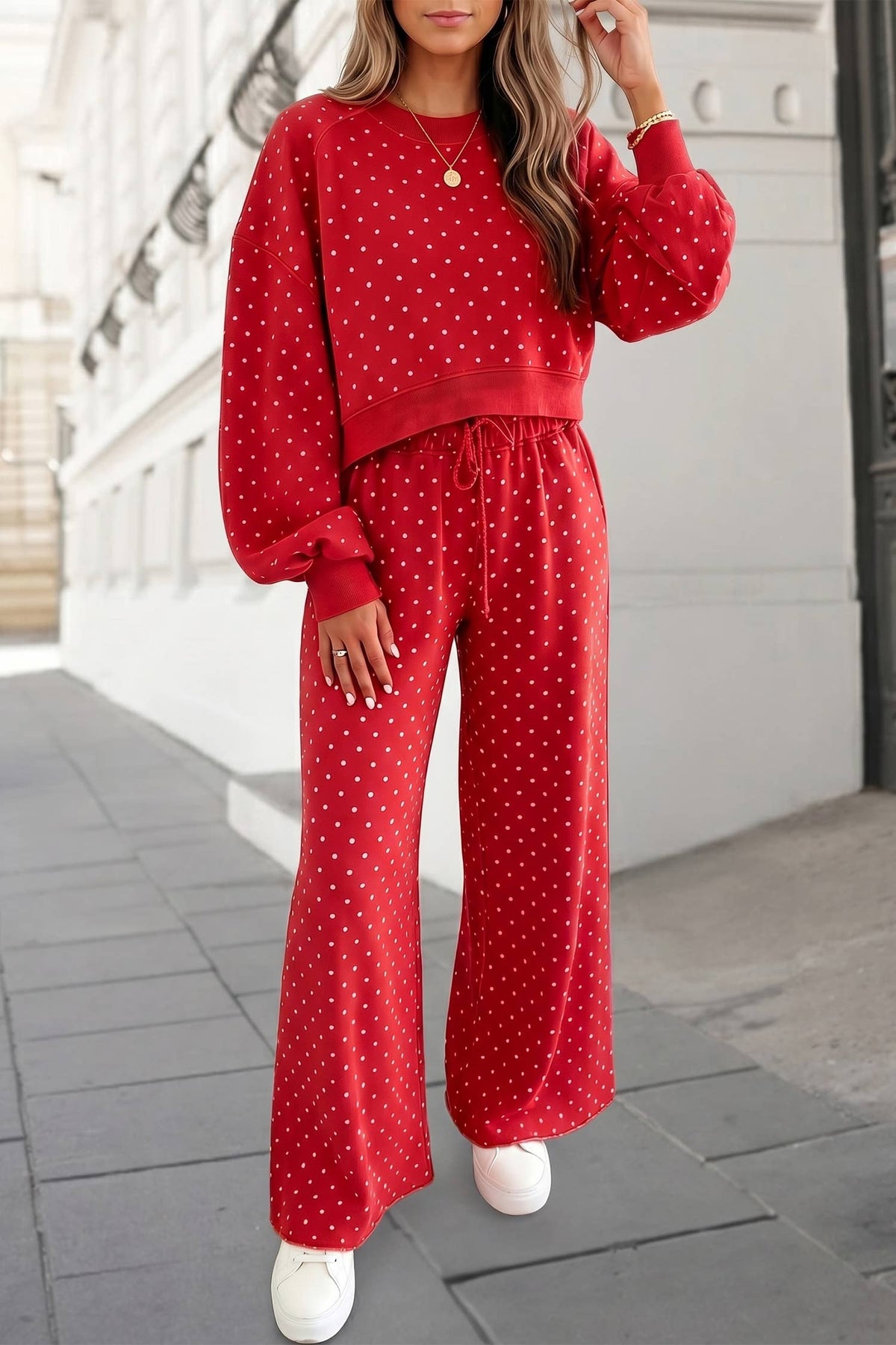 Polka Dot Print High Waist Set