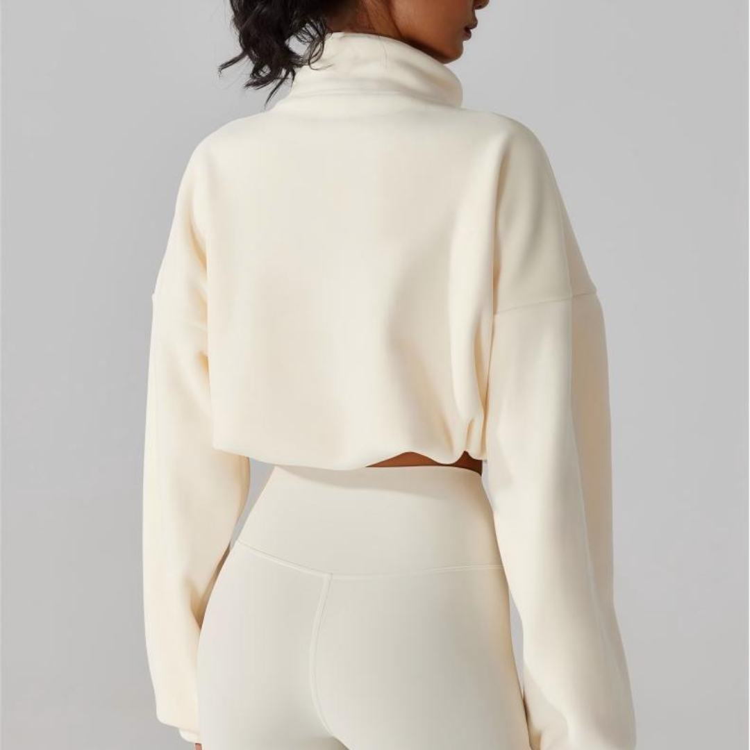 Women's Reversible Fleece Cropped Drawstring  Jacket